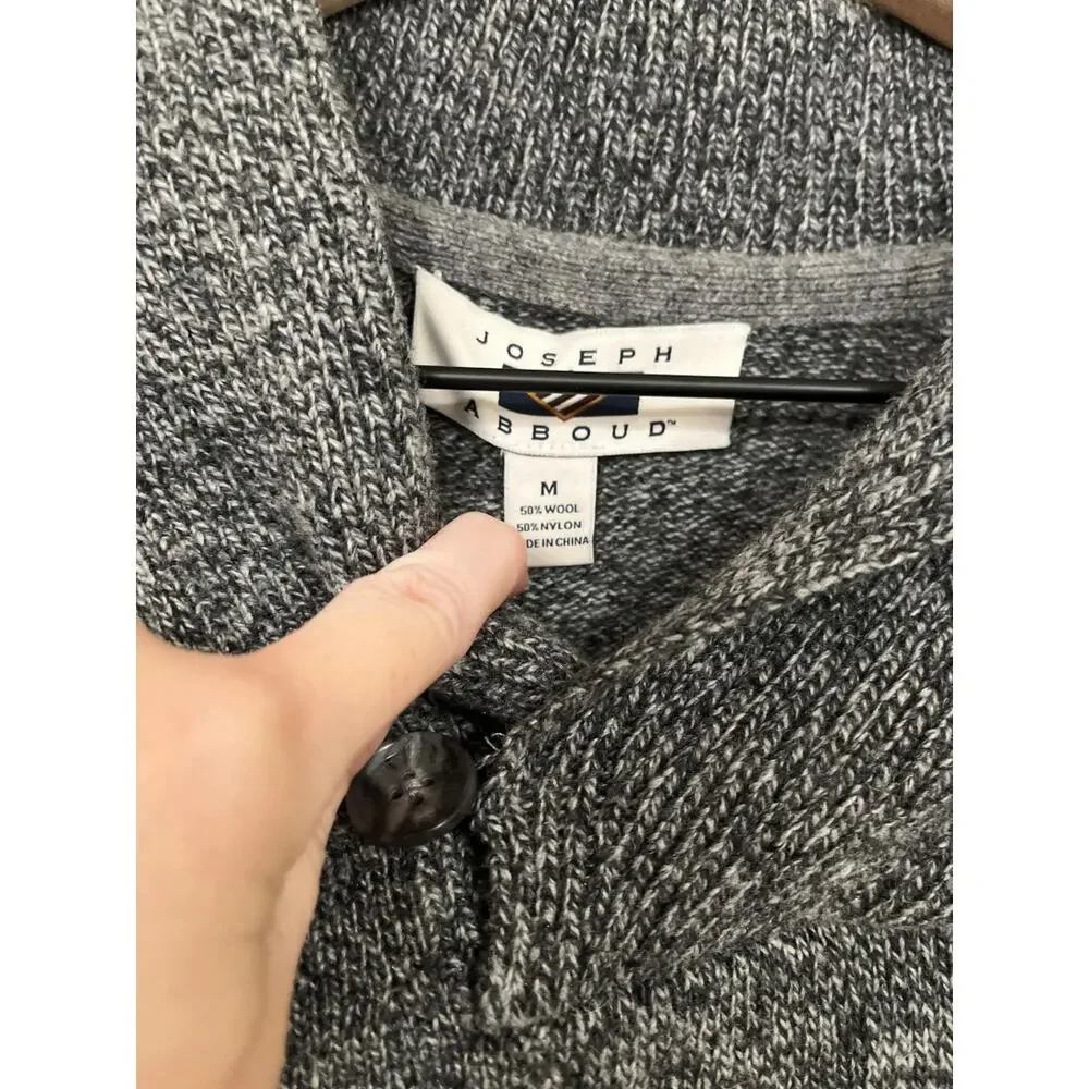 Joseph Abboud Mens Collared Knit Pull Over Gray Sweater Wool Blend Size Medium